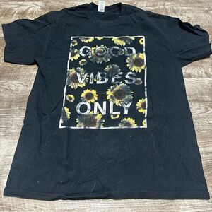 Gildan Good Vibes Only Sun Flower T-Shirt Size Large